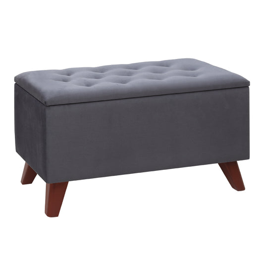 Σκαμπώ - Ταμπουρέ Lotus Βελούδινο Χρώμα Ανθρακί 90x40x50