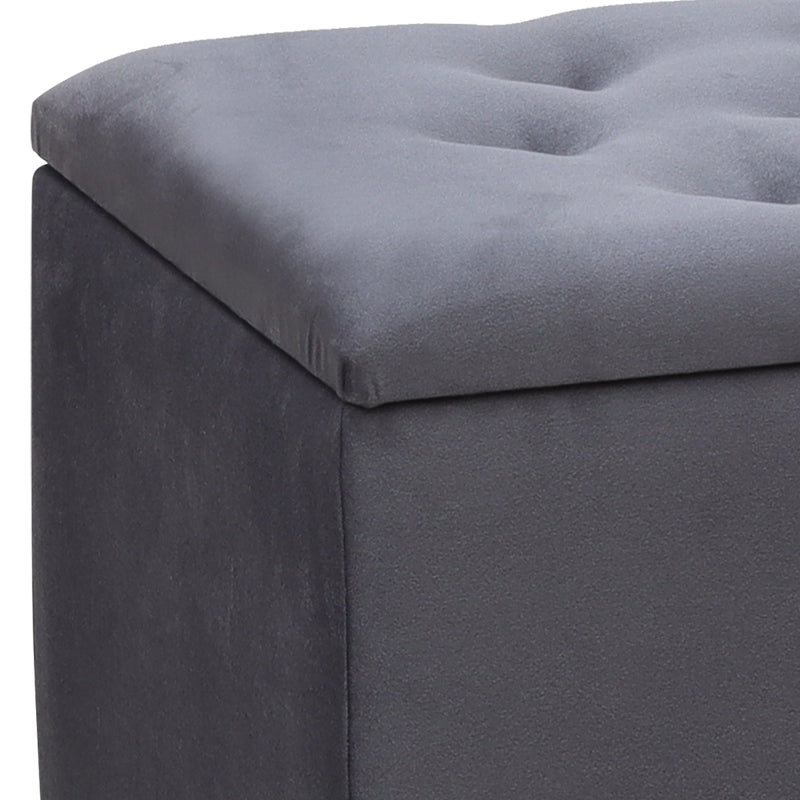 Σκαμπώ - Ταμπουρέ Lotus Βελούδινο Χρώμα Ανθρακί 90x40x50