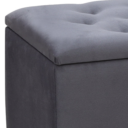 Σκαμπώ - Ταμπουρέ Lotus Βελούδινο Χρώμα Ανθρακί 90x40x50