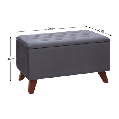 Σκαμπώ - Ταμπουρέ Lotus Βελούδινο Χρώμα Ανθρακί 90x40x50