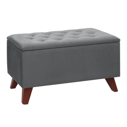 Σκαμπώ - Ταμπουρέ Lotus Βελούδινο Χρώμα Γκρι 90x40x50