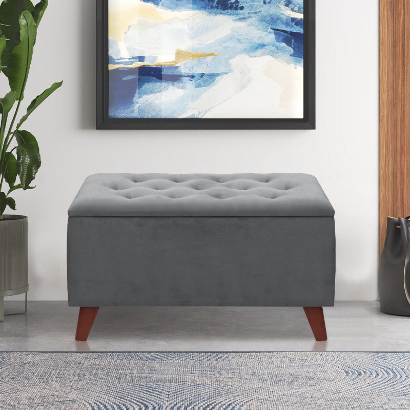 Σκαμπώ - Ταμπουρέ Lotus Βελούδινο Χρώμα Γκρι 90x40x50