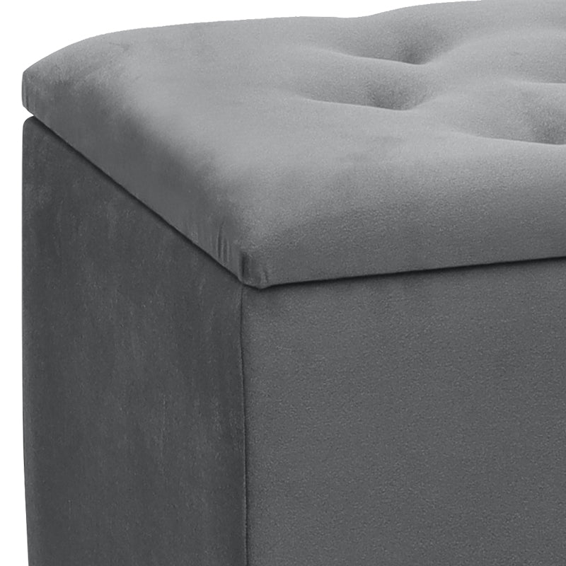 Σκαμπώ - Ταμπουρέ Lotus Βελούδινο Χρώμα Γκρι 90x40x50