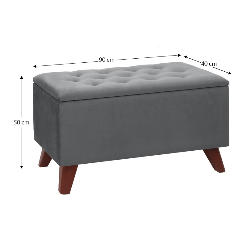 Σκαμπώ - Ταμπουρέ Lotus Βελούδινο Χρώμα Γκρι 90x40x50