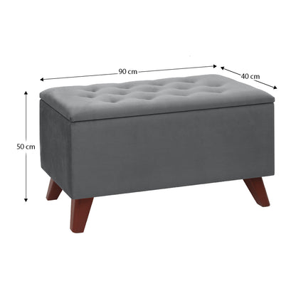 Σκαμπώ - Ταμπουρέ Lotus Βελούδινο Χρώμα Γκρι 90x40x50