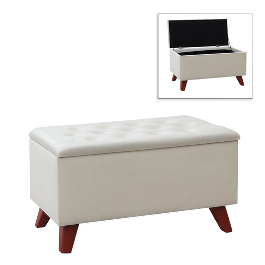 Σκαμπώ - Ταμπουρέ Lotus Βελούδινο Χρώμα Κρεμ 90x40x50