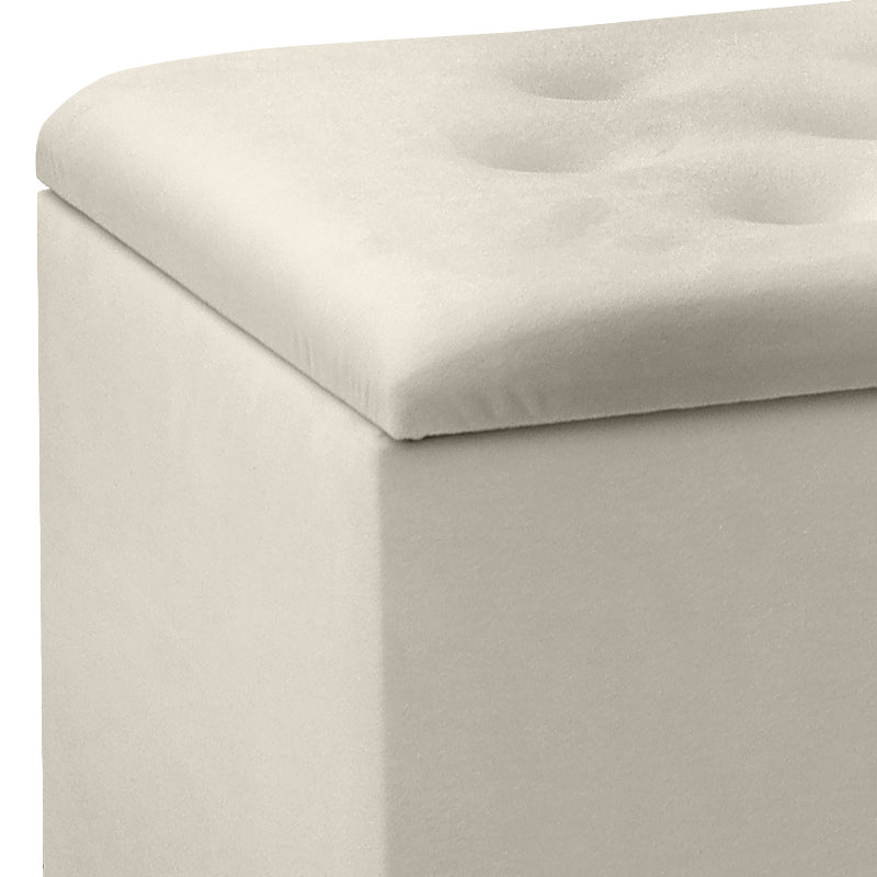 Σκαμπώ - Ταμπουρέ Lotus Βελούδινο Χρώμα Κρεμ 90x40x50