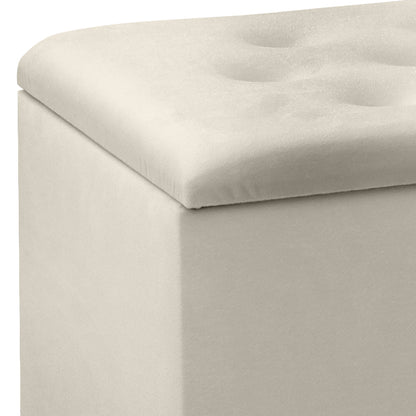 Σκαμπώ - Ταμπουρέ Lotus Βελούδινο Χρώμα Κρεμ 90x40x50