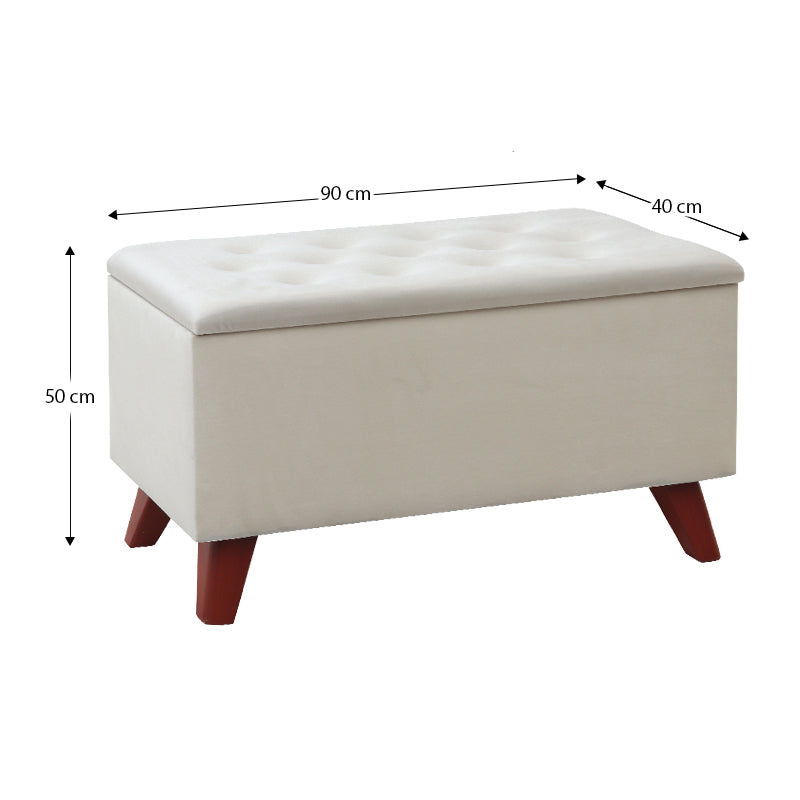 Σκαμπώ - Ταμπουρέ Lotus Βελούδινο Χρώμα Κρεμ 90x40x50