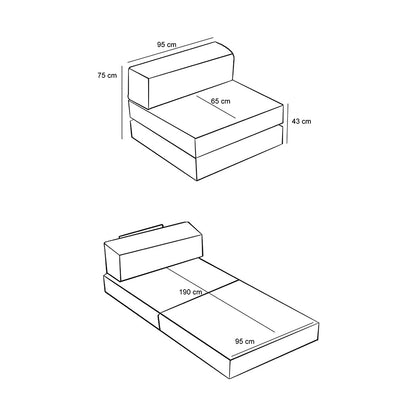 Comfort Armchair Bed Fabric Mint Color 95x95x75