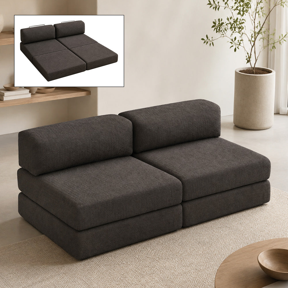 Comfort 3-Seater Fabric Sofa Bed Charcoal 190x95x75
