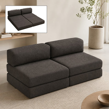 Comfort 3-Seater Fabric Sofa Bed Charcoal 190x95x75