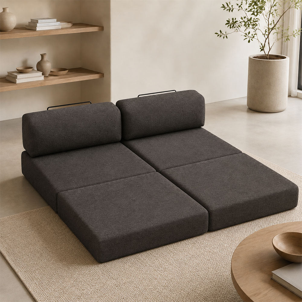 Comfort 3-Seater Fabric Sofa Bed Charcoal 190x95x75