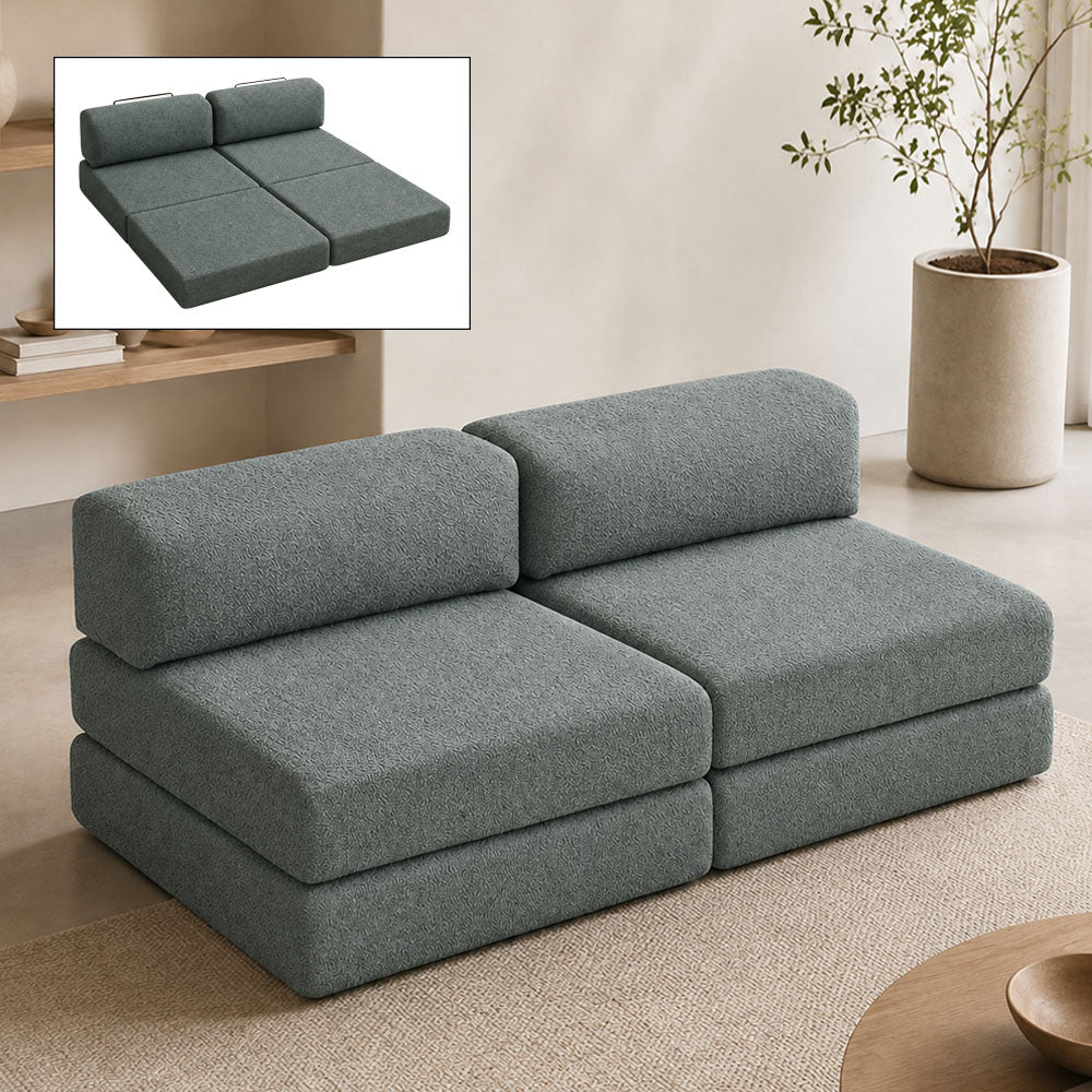 Comfort 3-Seater Fabric Sofa Bed Mint Color 190x95x75