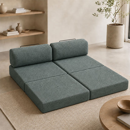Comfort 3-Seater Fabric Sofa Bed Mint Color 190x95x75