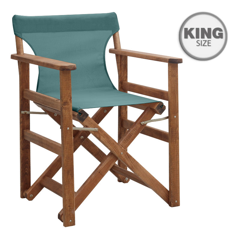 Director's Chair Queen, Solid Beech Wood, Walnut Impregnated, with Perforated Cypress Fabric, 61x57x86