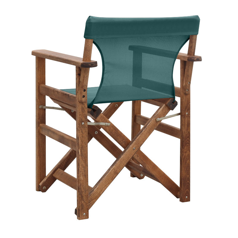 Director's Chair Queen, Solid Beech Wood, Walnut Impregnated, with Perforated Cypress Fabric, 61x57x86