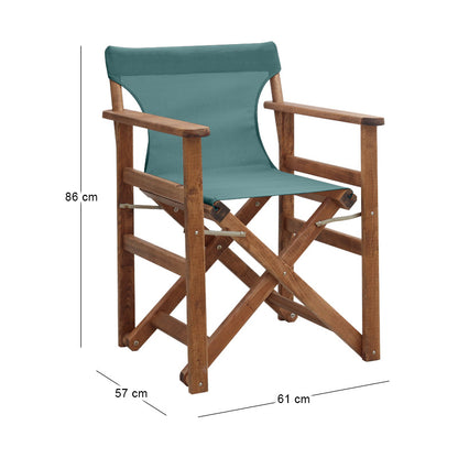 Director's Chair Queen, Solid Beech Wood, Walnut Impregnated, with Perforated Cypress Fabric, 61x57x86