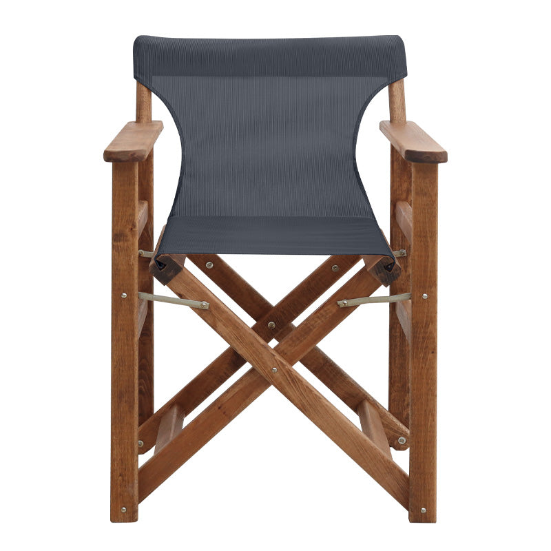 Queen Director's Chair, Solid Beech Wood, Walnut Immersion Color with Perforated Black Fabric 61x57x86