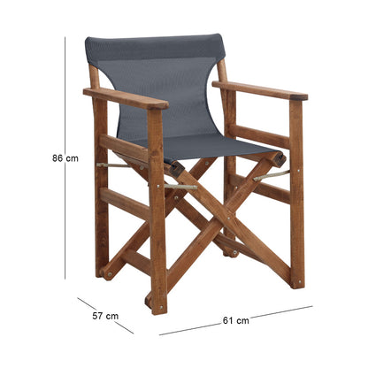 Queen Director's Chair, Solid Beech Wood, Walnut Immersion Color with Perforated Black Fabric 61x57x86