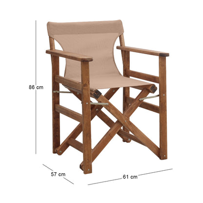 Queen Director's Chair, Solid Beech Wood, Walnut Immersion Color with Perforated Frappe Fabric 61x57x86