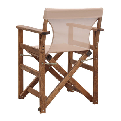 Queen Director's Chair Solid Beech Walnut Stain with Perforated Ecru Fabric 61x57x86