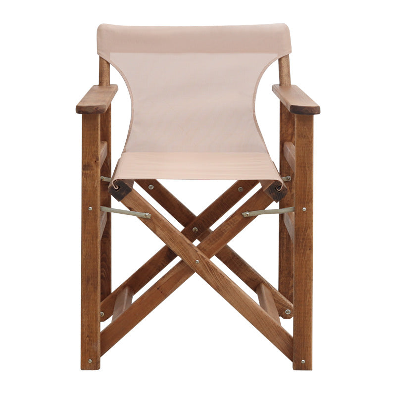 Queen Director's Chair Solid Beech Walnut Stain with Perforated Ecru Fabric 61x57x86