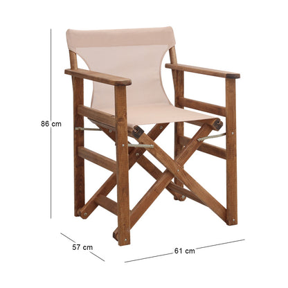 Queen Director's Chair Solid Beech Walnut Stain with Perforated Ecru Fabric 61x57x86