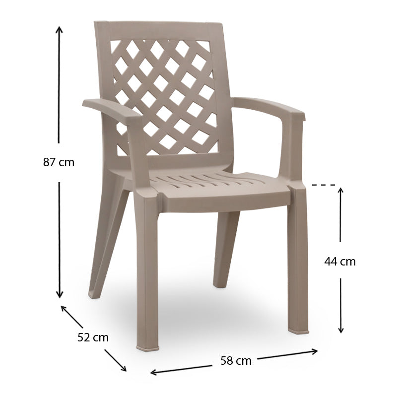 Πολυθρόνα Πολυπροπυλενίου Kira Χρώμα Cappuccino 58x52x87