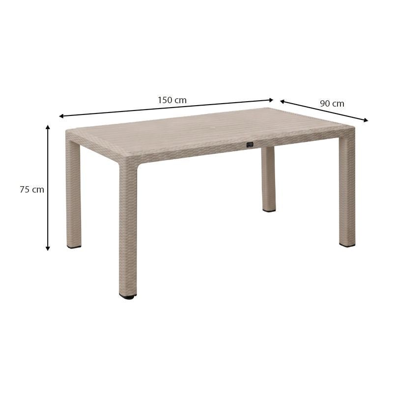 Τραπέζι Πολυπροπυλενίου Kalan Χρώμα Cappuccino 150x90x75