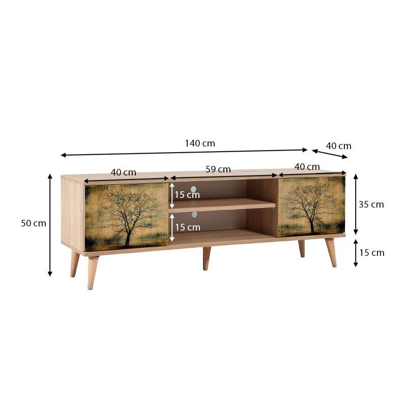 Έπιπλο Τηλεόρασης Soho από Μελαμίνη Χρώμα Sonoma 140x40x50