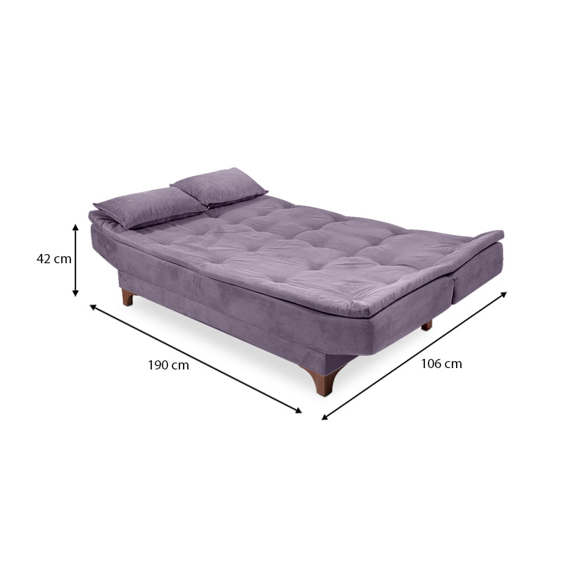 Καναπές - Κρεβάτι Lucas Τριθέσιος Υφασμάτινος Χρώμα Γκρι 190X85X85