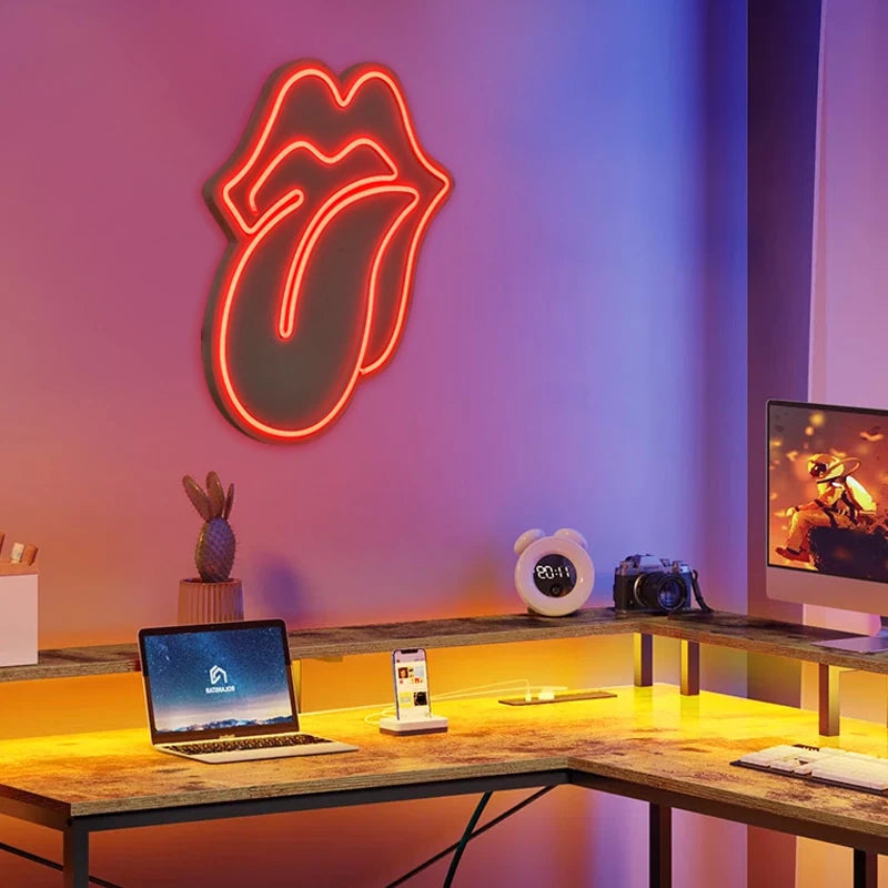 Φωτιστικό LED Neon Rolling Stones Χρώμα Κόκκινο 36x2X41