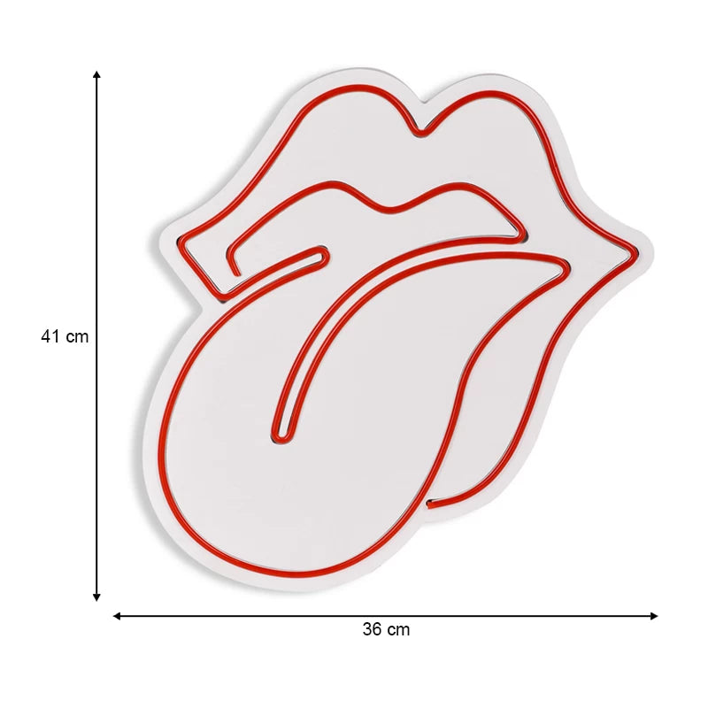 Φωτιστικό LED Neon Rolling Stones Χρώμα Κόκκινο 36x2X41