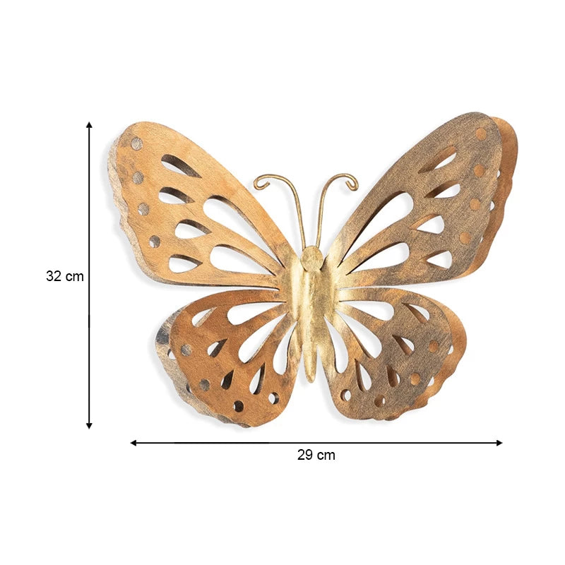 Διακοσμητικό Τοίχου Butterfly Μεταλλικό Χρώμα Χρυσό 29x32