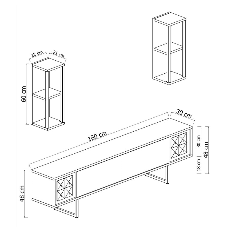 Σύνθεση Τηλεόρασης Goldline Χρώμα Λευκό - Χρυσό 180x30x48