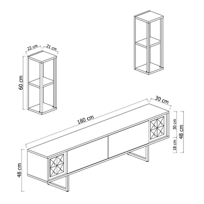 Σύνθεση Τηλεόρασης Goldline Χρώμα Λευκό - Χρυσό 180x30x48