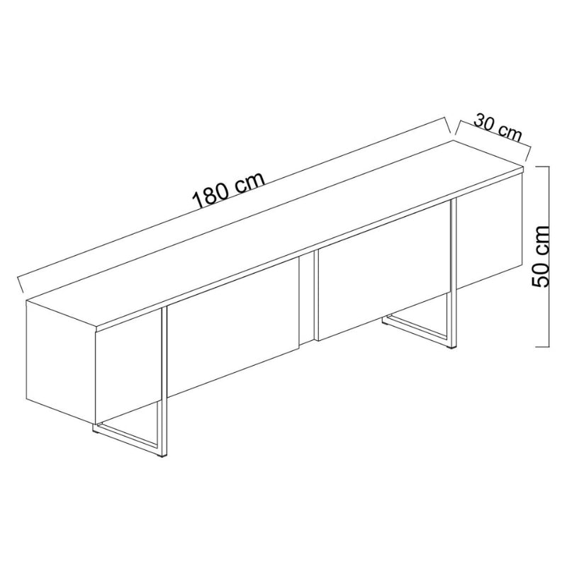 Έπιπλο Τηλεόρασης Luxe Χρώμα Travertine - Χρυσό 180x30x50