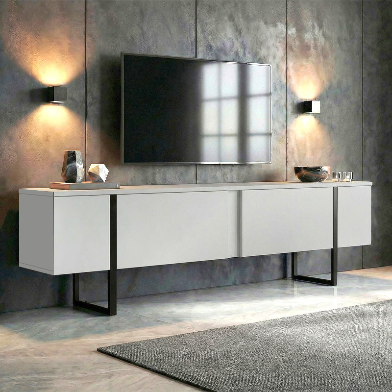 Έπιπλο Τηλεόρασης Luxe Χρώμα Λευκό - Μαύρο 180x30x50