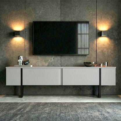 Έπιπλο Τηλεόρασης Luxe Χρώμα Λευκό - Μαύρο 180x30x50