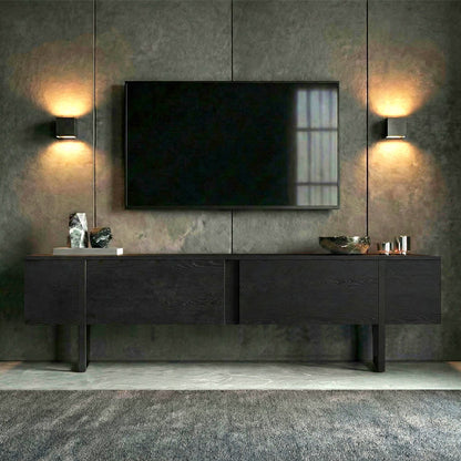 Έπιπλο Τηλεόρασης Luxe Χρώμα Black Wood 180x30x50