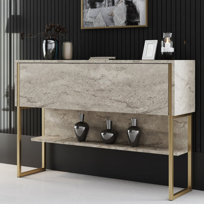 Μπουφές Luxe Χρώμα Travertine - Χρυσό 120x30x80