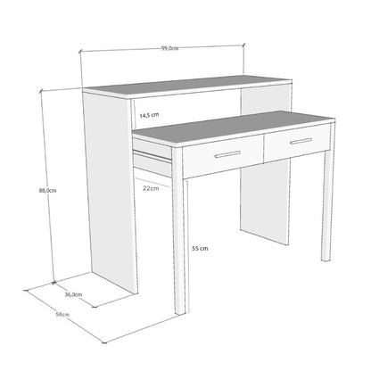 Κονσόλα - Γραφείο Εργασίας Nena Χρώμα Λευκό 99x36/58x88