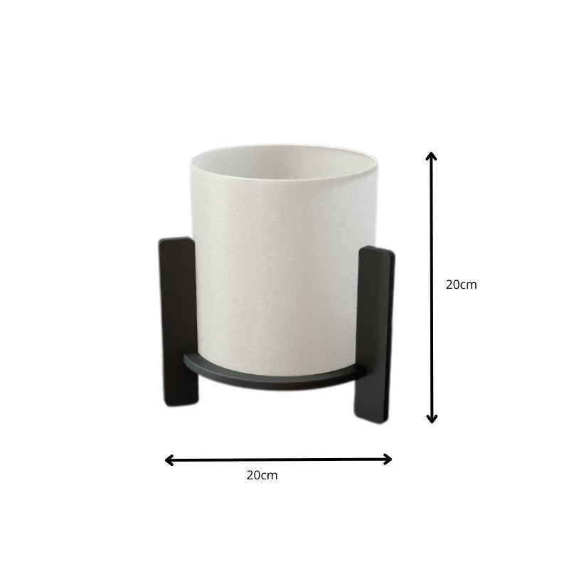 Φωτιστικό Επιτραπέζιο Pine E27 MDF - Ύφασμα PVC Χρώμα Μαύρο - Κρεμ Ø20x20