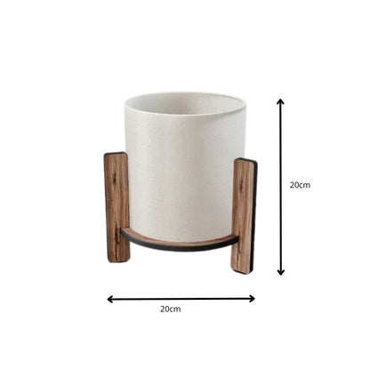 Φωτιστικό Επιτραπέζιο Pine E27 MDF - Ύφασμα PVC Χρώμα Καρυδί - Κρεμ Ø20x20
