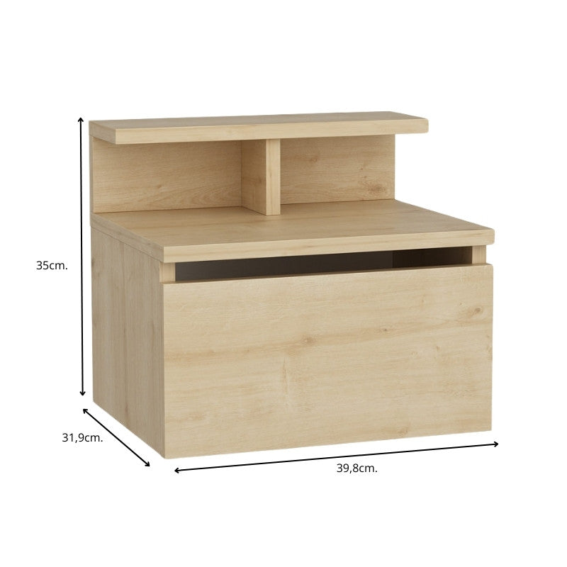 Κομοδίνο Επιτοίχιο Arsen Χρώμα Φυσικό Οξιάς 39,8x31,9x35