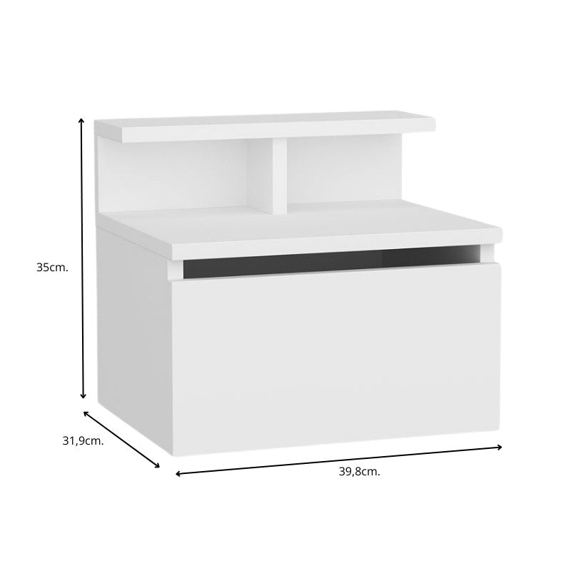 Κομοδίνο Επιτοίχιο Arsen Χρώμα Λευκό 39,8x31,9x35