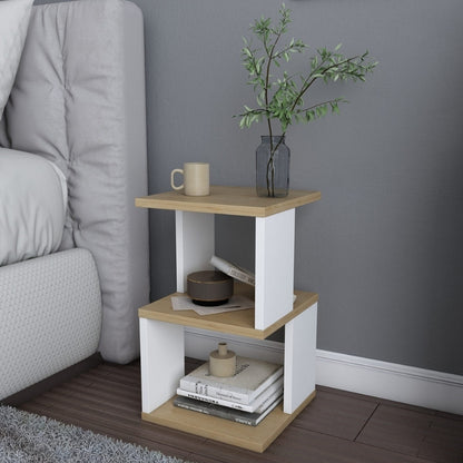 Κομοδίνο Carter Χρώμα Φυσικό Οξιάς - Λευκό 29,6x29,6x49,4