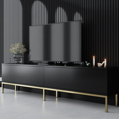 Έπιπλο Τηλεόρασης Lord Χρώμα Μαύρο - Χρυσό 180x30x47