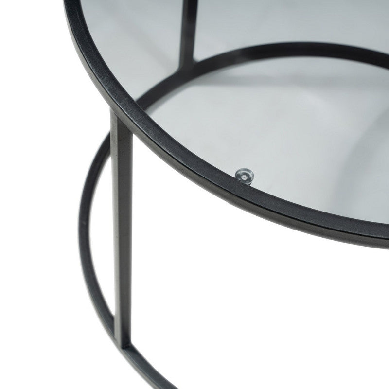 Τραπεζάκι Σαλονιού Startis Μέταλλο - Γυαλί Χρώμα Μαύρο Ø60x43